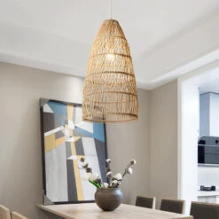 Natural Rattan Single Bell Pendant Lights