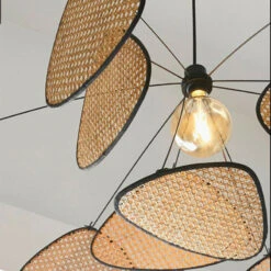 Retro Rattan Chandelier Handmade Pendant Lampshade -Demolights Sales Store DLLAB2113 3