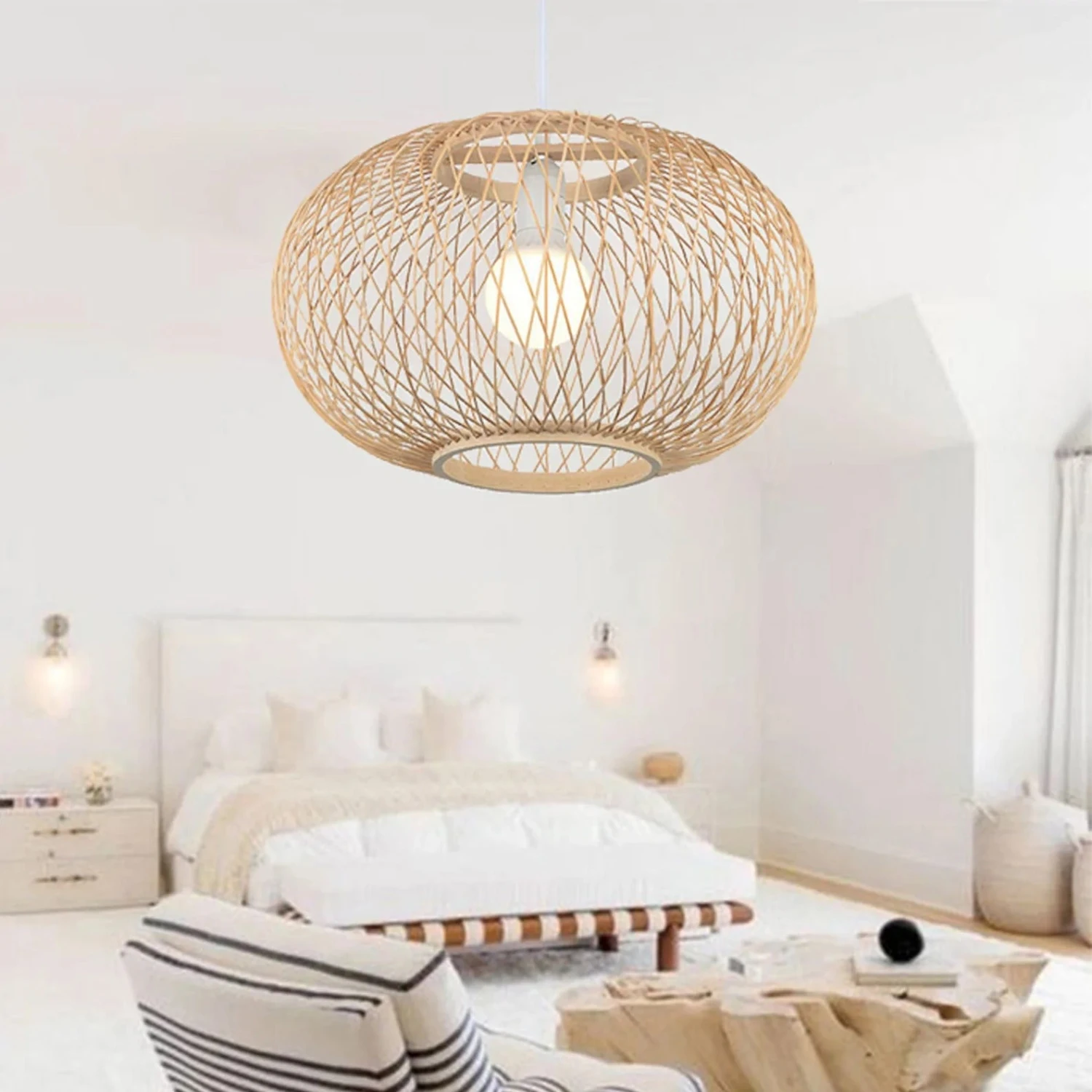 Modern Rattan Pendant Lights Wicker Hanging Lamp Shade 2 Modern Rattan Pendant Lights Wicker Hanging Lamp Shade - Image 2