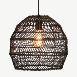 Basket Rattan Woven Pendant Light Shades Black