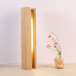 Wood Pentagonal Led Table Lamp With USB