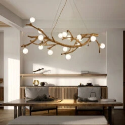 Nordic Rustic Tree Branch Hanging Chandelier With Bubble Glass Lighting 23 Nordic Rustic Tree Branch Hanging Chandelier With Bubble Glass Lighting -Demolights Sales Store Detail 21