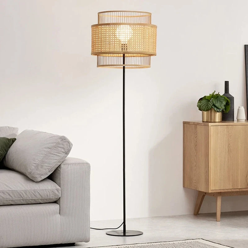 Hand-Woven Rattan Floor Lamps & Table Lamp Vintage Design 1 Hand-Woven Rattan Floor Lamps & Table Lamp Vintage Design