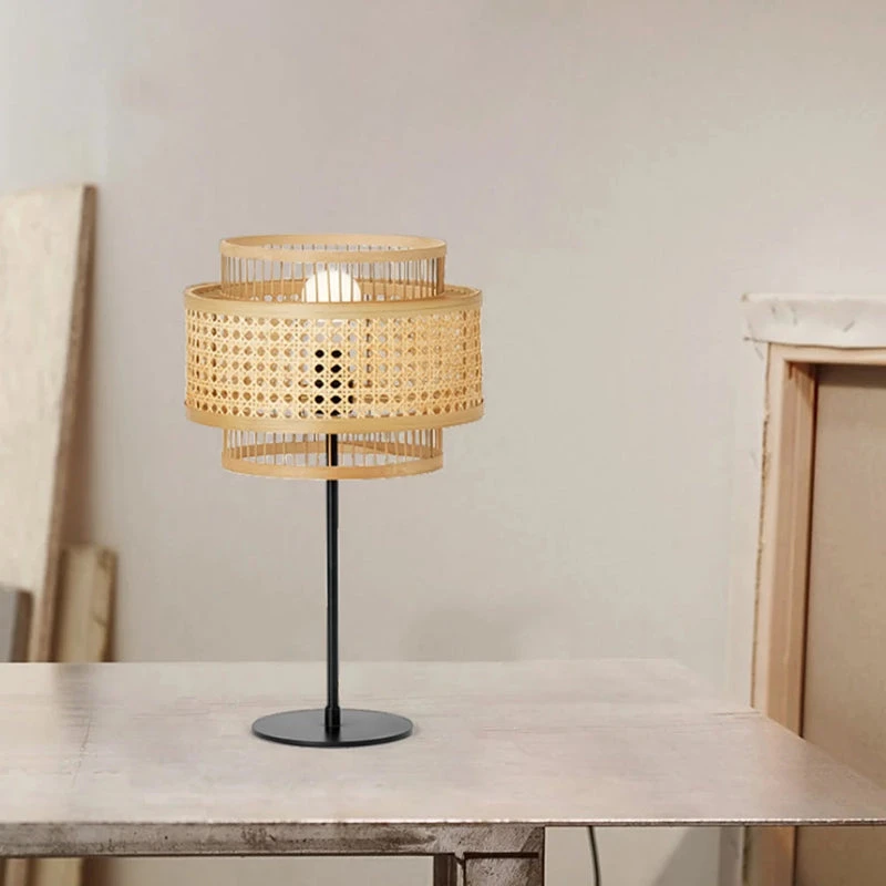 Hand-Woven Rattan Floor Lamps & Table Lamp Vintage Design 5 Hand-Woven Rattan Floor Lamps & Table Lamp Vintage Design - Image 5