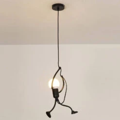 Modern Creative Iron People Lamp Adjustable Height Iron Chandelier