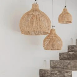 Boho Wicker Pendant Lighting Rattan Lampshade 14 Boho Wicker Pendant Lighting Rattan Lampshade -Demolights Sales Store LargeEva RattanLight