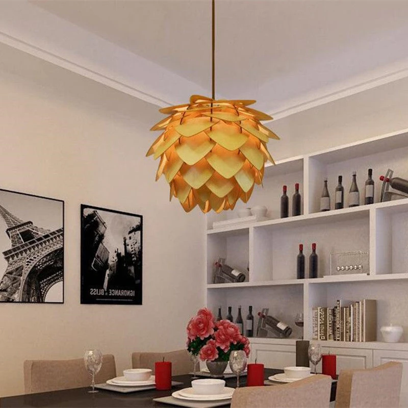 Wood Pine Cone DIY Pendant Nordic Wooden Chandelier Handcraft Ceiling Lampshade 3 Wood Pine Cone DIY Pendant Nordic Wooden Chandelier Handcraft Ceiling Lampshade - Image 3