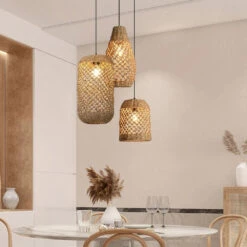 Natural Rattan Pastoral Style Pendant Light
