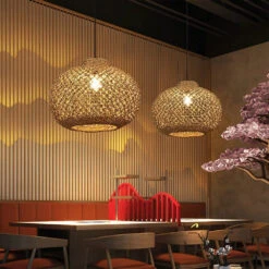 Natural Rattan Pastoral Style Pendant Light -Demolights Sales Store NaturalBambooCagePendantLightDL10137 8 1