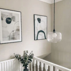 Luxury Modern Indoor Pendant Light With Ribbed Clear Glass