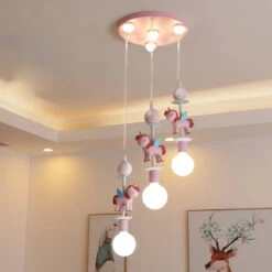 Pink Glass Ball Led Pendant Lights Children Living Room Decoration Hanging Lamp -Demolights Sales Store SKU 04 9101 3 1