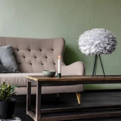 White And Gray Feather Table Lamp -Demolights Sales Store UmageEosTableLamp