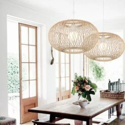 Modern Rattan Pendant Lights Wicker Hanging Lamp Shade