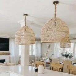 Nordic Rattan Pendant Light Living Room Hanging Lamp Shade