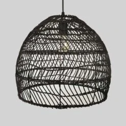 Basket Rattan Woven Pendant Light Shades -Demolights Sales Store WH0310 Black 4 1