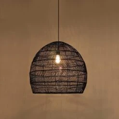 Basket Rattan Woven Pendant Light Shades Black 27 Basket Rattan Woven Pendant Light Shades Black -Demolights Sales Store WH0310 Black 5 1