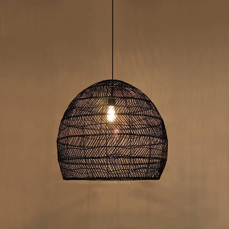 Basket Rattan Woven Pendant Light Shades Black 14 Basket Rattan Woven Pendant Light Shades Black - Image 14