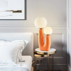 Modern Creative Living Room Bedside Bedroom Desk Lamp -Demolights Sales Store orange 1